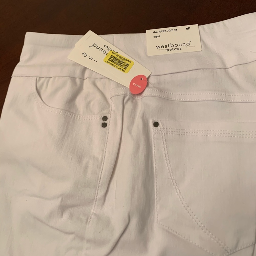 Westbound 6 petite white denim cropped jeans